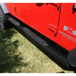 4 1/4″ progi rurowe owalne boczne, czarne teksturowane, 07-17 Jeep Wrangler Unlimited JKU 4 drzwiowy