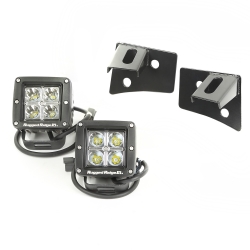 Zestaw oświetlenia, mocowanie na podszybiu, czarne, 2 kwadratowe lampy LED 3″ 18W, Jeep Wrangler JK