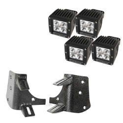 Zestaw podwójnych mocowań na słupek A i 4 kwadratowe lampy LED, Jeep Wrangler TJ/LJ