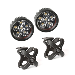 Zestaw oświetlenia, 2 mocowania X-Clamp, czarne teksturowane, 2 lampy LED, okrągłe,Jeep Wrangler JK