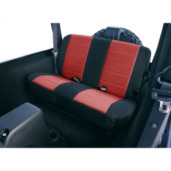 Neoprenowe pokrowce na tylne siedzenia, czerwono czarne, Jeep Wrangler TJ