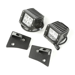 Zestaw oświetlenia, mocowanie na podszybiu, czarne teksturowane, 2 kwadratowe lampy LED 3″ 18W, Jeep Wrangler JK