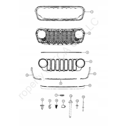 Ramka atrapy atrapa chłodnicy JEEP WRANGLER JL 24+ 7HQ93TZZAA