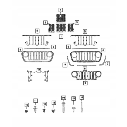 Kratka atrapy grilla chłodnicy JEEP WRANGLER JL GLADIATOR JT 20+ 6KN34RXFAB