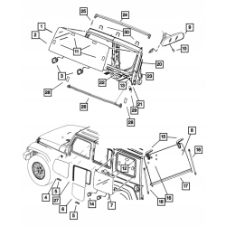 Dolny kanał szyby drzwi lewych JEEP WRANGLER JK