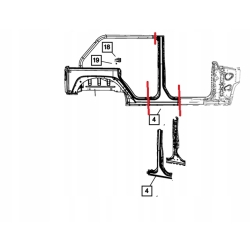 Słupek prawy / poszycie słupka WRANGLER JK 4D 07-17