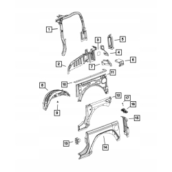 Błotnik tylny prawy WRANGLER JL 2D 18- MOPAR 68302724AE