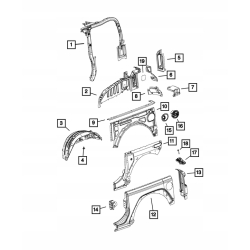 Błotnik tylny wewnętrzny nadkole prawe WRANGLER JL 68413654AB